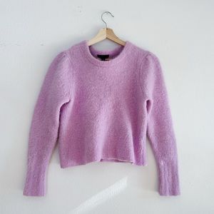 J.Crew Lavender Puff Sleeve Fuzzy Alpaca & Merino Crewneck Sweater